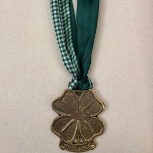 St. Patrick’s Day Brass Clover Pendant Necklace Vintage